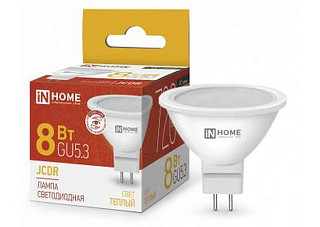 Лампа светодиодная IN HOME LED-JCDR-VC 8Вт 230В GU5.3 3000К 720Лм (327)