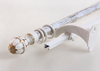Карниз Золотая Венеция (труба и U-шина) с открытым кронштейном (Белое золото) 1,60м Казань