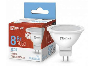 Лампа светодиодная IN HOME LED-JCDR-VC 8Вт 230В GU5.3 6500К 720Лм (721)