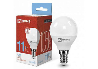 Лампа светодиодная IN HOME LED-ШАР-VC 11Вт 230В Е14 6500К 1050Лм (929)