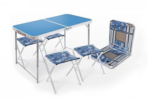 Набор туристический пластмассовый стол складной и 4 стула (ССТ-К2)