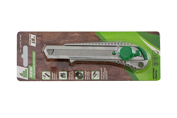 Нож строительный 18мм металлический прорезиненный, фиксатор, с направляющей ДЛЯ ДЕЛА (ДД-НС-18-046)