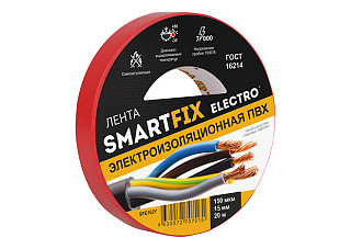 Изолента SmartFix ELECTRO 15ммх20м, 150 мкм Красная/60/6 (SFE152Y)