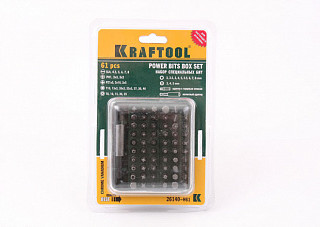 Набор бит KRAFTOOL с адаптером в пласт.боксе Cr-V, 61 пр.(26140-Н61)