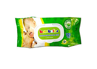 Салфетки влажные Bambolina с клапаном 120шт (453)