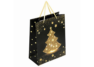 Пакет подарочный новогодний 26,5x12,7x33см ЗОЛОТАЯ СКАЗКА "Snowman", глиттер, 608232