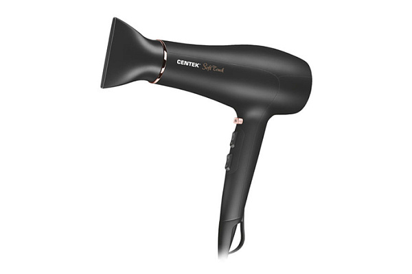 Фен Centek CT-2240 (черн/золот) Soft Touch 1950Вт, ДИФФУЗОР, 2 скорости, 3 режима, холодный обдув