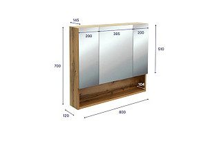 Зеркало со шкафом Сицилия 80 DORATIZ вотан 800х160х732 (2712.118) 