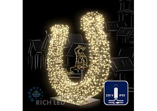 Светодиодная гирлянда Rich LED 10м,IP65,100 LED,220В,тепл.бел.,мерц,прозр.пр.RL-S10CF-220V-CT/WW 313