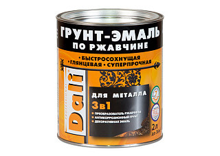 Грунт-эмаль по ржавчине 3 в 1 DALI черный RAL 9005 (2,0л)