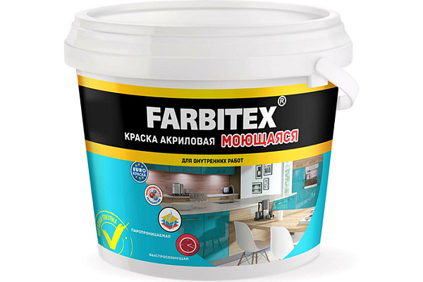 Краска ВД FARBITEX моющаяся (1,1кг)