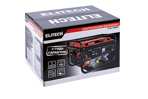 Бензогенератор ELITECH LM УГБ 3000Р 2,3кВт, 7л.с., 230В, руч. старт, бак 15л., 34,2кг