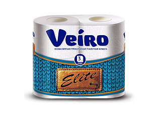 Туалетная бумага VEIRO elite 3-х слойная 4 рулона/10 (113)