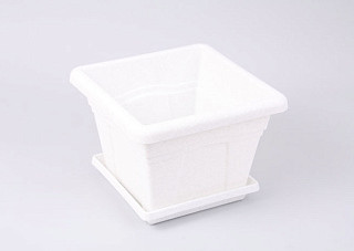 Горшок для цветов КВАДРО с поддоном, мрамор 240x240x176, 5,1л (С163М)