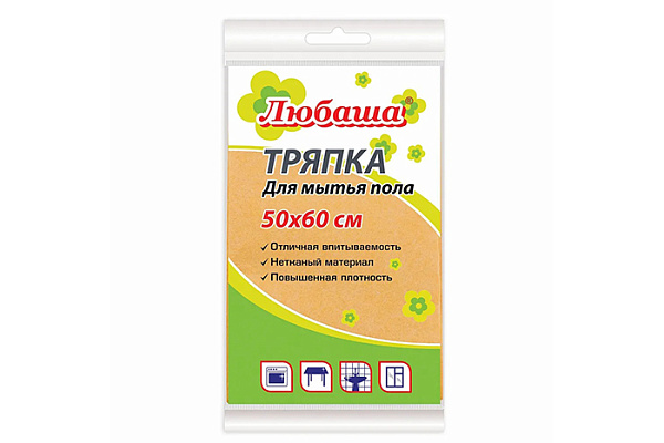 Тряпка для пола ЛЮБАША стандарт вискоза оранжевый 50х60см 120г/м2 К4118(605498)