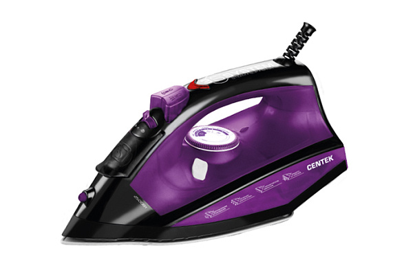 Утюг Centek CT-2355 VIOLET 2500Вт, керамическ подошва, 270мл, паровой удар, самоочистка, капля-стоп