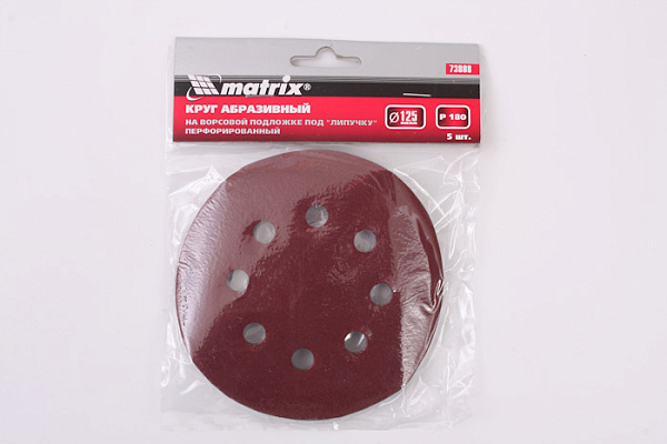 Круг шлифовальный MATRIX для ЭШМ ф125мм, P180 5шт 73808 (1/200)