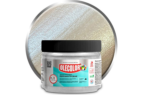 Эмаль акриловая перламутровая универсальная OLECOLOR серебро (0,3кг) 