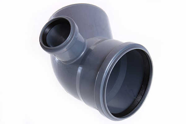 Отвод 110х45° c выходом 50мм ВПРАВО СЕРЫЙ (1/14)