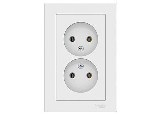 Розетка ATLASDESIGN двойная б/з 16А в сборе белый (ATN000120) (064)
