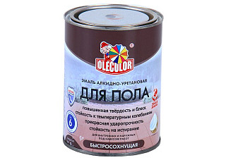 Эмаль для пола алкидно-уретановая быстросохнущая (6ч) OLECOLOR желто-коричневый (0,8кг)