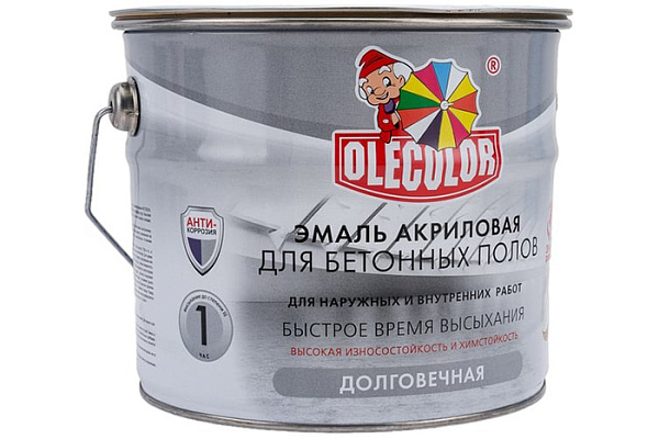 Эмаль акриловая для бетонных полов OLECOLOR серый (3,5 кг) 