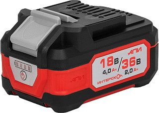 Аккумуляторный блок ИНТЕРСКОЛ АПИ-4(2)/18(36)И,с индикацией зар. Li-Ion 4,0Ач 18В/2,0Ач 36В 2400.204
