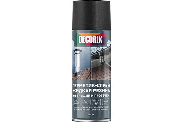 Жидкая резина DECORIX герметик-спрей от трещин и протечек высокоэластичн 0126-01 DX чёрный 520мл