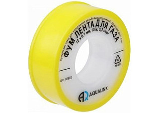 Фумлента тефлоновая AQUALINK 12мм.х0,1мм.х10м для газа (1000/250/10) (02922)