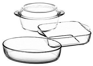 Набор посуды для СВЧ, (кастрюля с крышкой, объем 2л + лоток квадратный, объем 2л + форма) (159071)