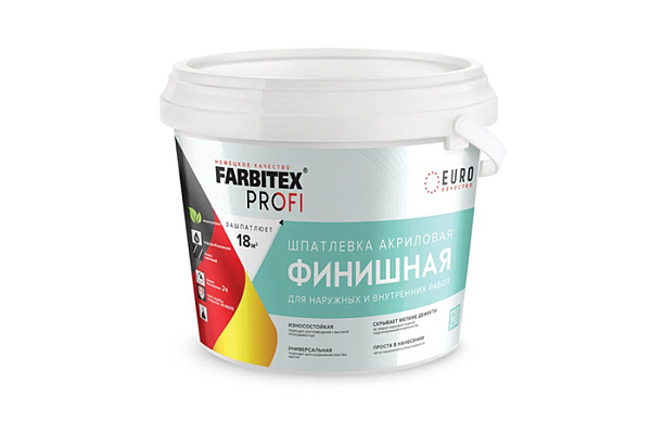 Шпатлевка FARBITEX PROFI акриловая финишная для наружных и внутренних работ 6кг