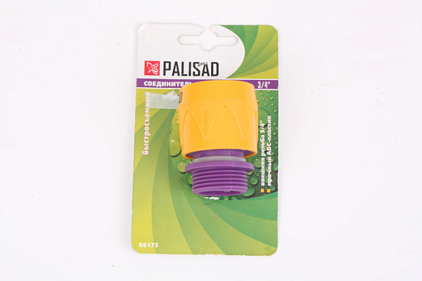 Соединитель PALISAD пластиковый для шланга с внешней резьбой 3/4" 66175 (1/288)