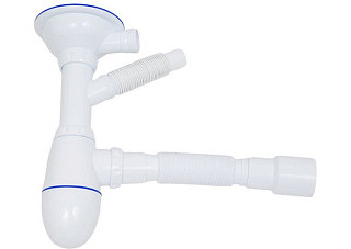 Cифон UNICORN для мойки, с выпуском 3 1/2 на Ø40, прямоугол./круглый перелив, гибкое соединениеB427P