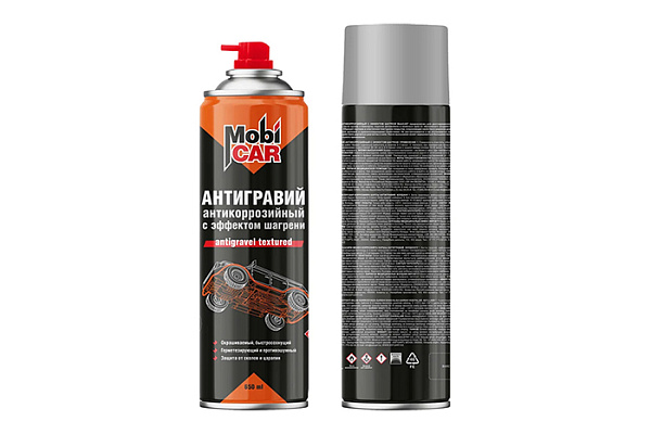 Антигравий антикоррозийный MobiCAR с эффектом шагрени 0521-02 MC серый 650мл