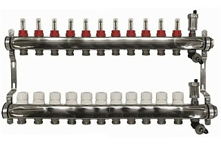 Коллектор AQUALINK 1",11 выходов 3/4" с расходомерами, слив. кран,авт.возд-ком. (2709)