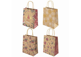 Пакет подарочный 18x10x23см ЗОЛОТАЯ СКАЗКА Kraft Medium (1штука) новогодний, ассорти (592124)
