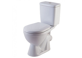 Унитаз-компакт Rosa Лира Люкс (белый, косой выпуск, нижняя подводка, микролифт, 4620008197142)