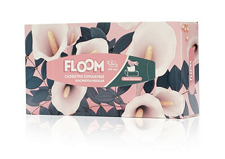 Салфетки бумажные Floom косм 2-х слойные косметические, розовые цветы 100штук (551)