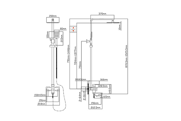 Душевая система Oasis SUS2014МSt_Cha (Нарж. сталь, Высота излива-137,7см)