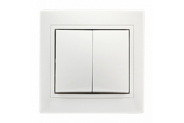 Выключатель SmartBuy "Венера" 2-клавишный 10А белый, керамика (SBE-01w-10-SW2-0-c) (414)