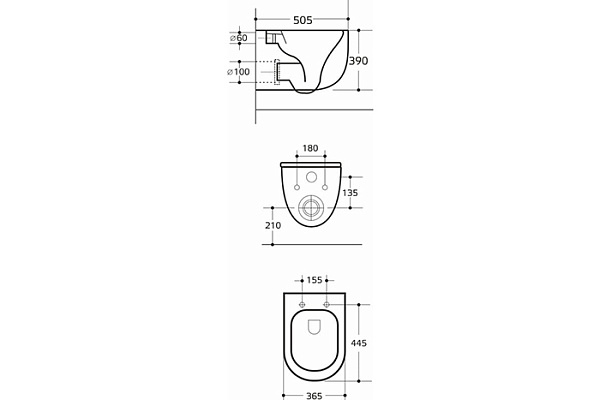 Унитаз подвесной безободковый WAVE РОНДО/RONDO Торнадо3.0,скрыт.гидрозатвор,сид. дюро,м/л,быстр (XL)
