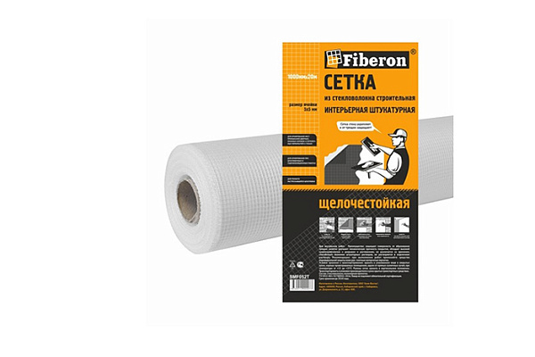 Сетка строительная FIBERON ИНТЕРЬЕРНАЯ (Штукатурная) 1000мм.х10м белая, 5х5 SMF245T/15
