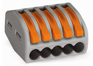 Клемма WAGO 222-415 нажимная 5х0,08-4х2.5 кв.мм. для коммут. коробок"