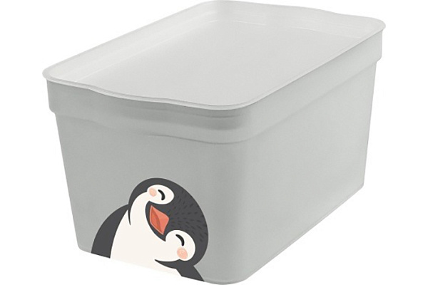 Ящик для хранения KEEPLEX Happy Penguin с крышкой 7,5л 32х21,1х14,1см LA512511024