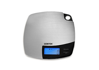 Весы кухонные Centek CT-2463 сталь, сенсор, LCD- 59х27 с подсветкой, t° в комнате, max 5кг, шаг 1г