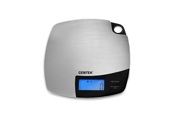 Весы кухонные Centek CT-2463 сталь, сенсор, LCD- 59х27 с подсветкой, t° в комнате, max 5кг, шаг 1г