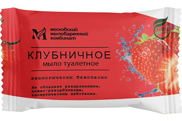 Мыло туалетное ММК клубничное в цветной обертке 100г МКТУ1021 (1/80)