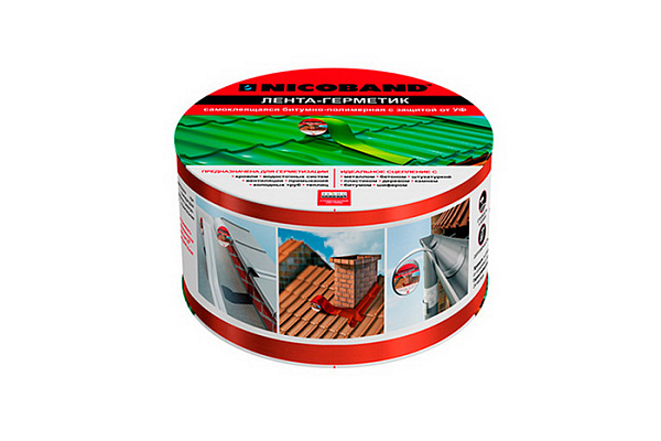 Лента самоклеющаяся Nicoband, красная (герметик) (3мх5см)