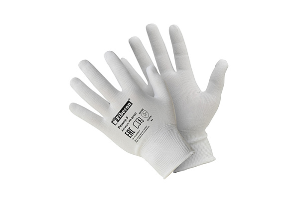Перчатки полиэстер FIBERON Сборочные работы 9L белые (163) (1/300)