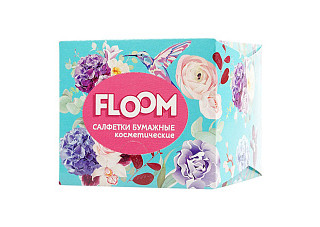 Салфетки бумажные Floom 2-х слойные косметические Bird 50шт (739)